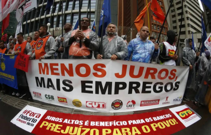 Centrais sindicais unem-se em protesto contra alta da taxa de juros